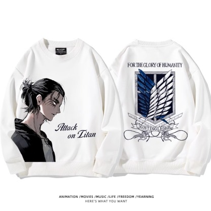進擊的巨人 聯名衛衣2024秋冬新款親子情侶裝薄絨款連帽衛衣