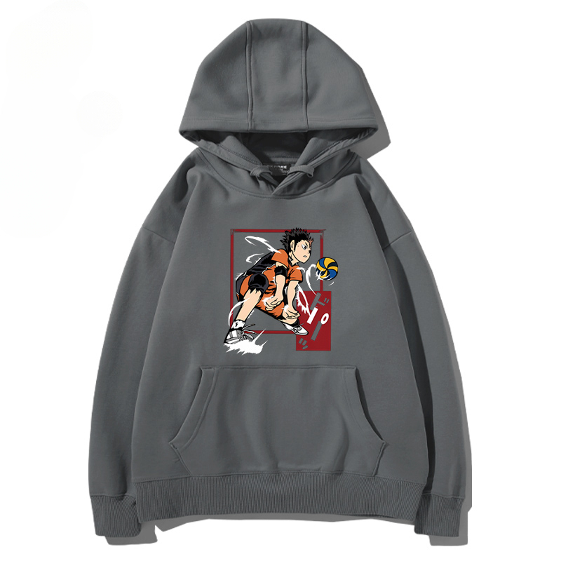 排球少年聯名衛衣2024秋冬新款親子情侶裝薄絨款連帽衛衣