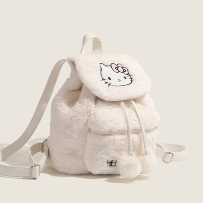 STARRY&DREAM正品毛絨翻蓋雙肩包2024新款大容量秋冬可愛背包