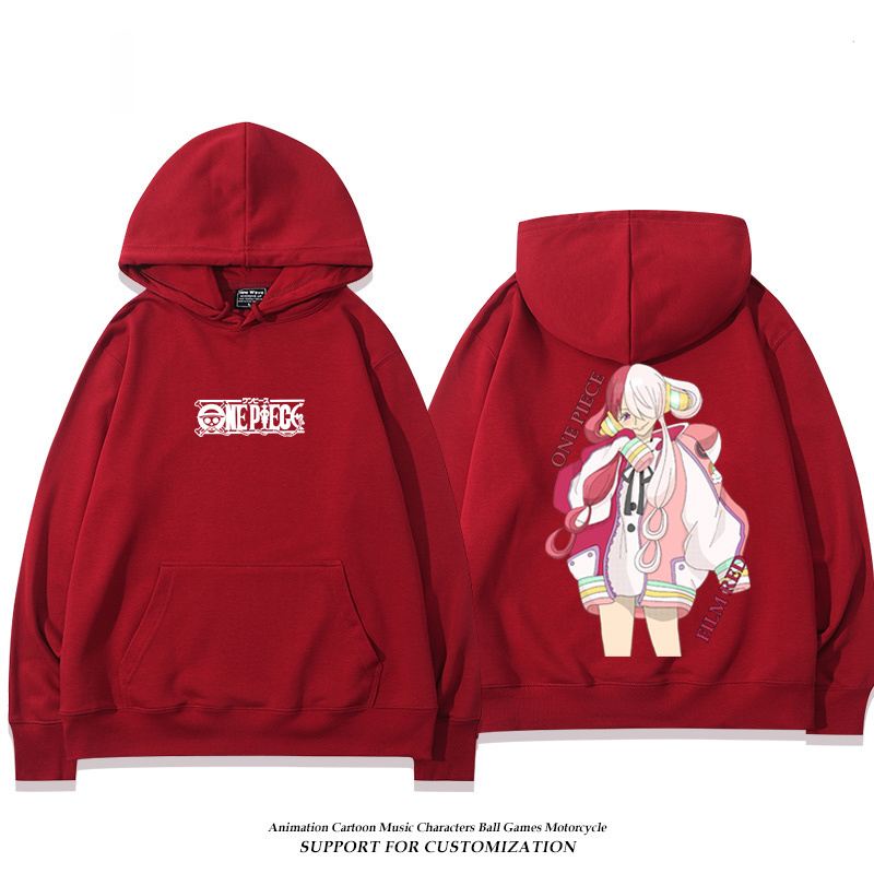 航海王紅髮歌姬烏塔 聯名衛衣2024秋冬新款親子情侶裝薄絨款連帽衛衣