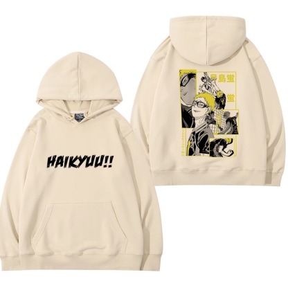 排球少年聯名衛衣2024秋冬新款親子情侶裝薄絨款連帽衛衣