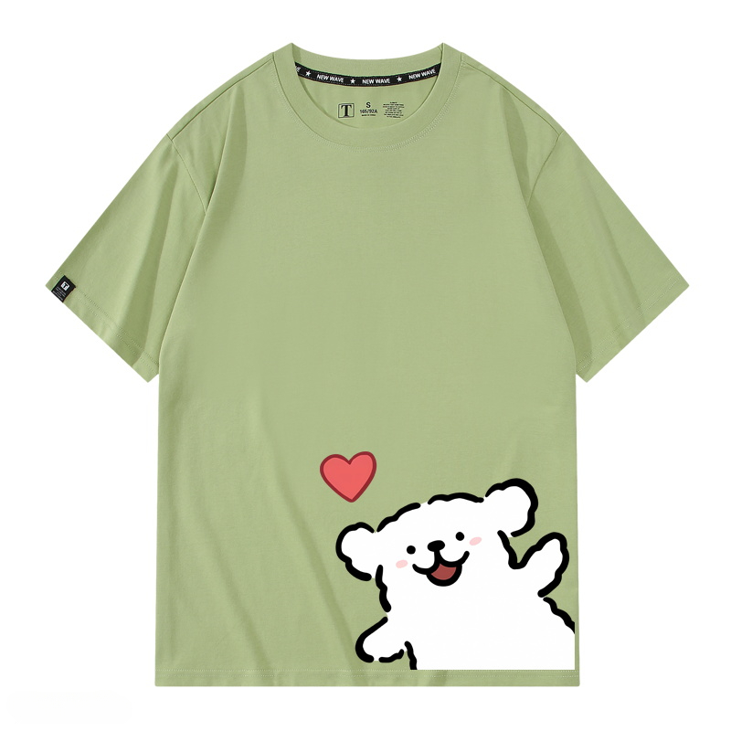 線條小狗 2024親子情侶男女同款 純棉T恤