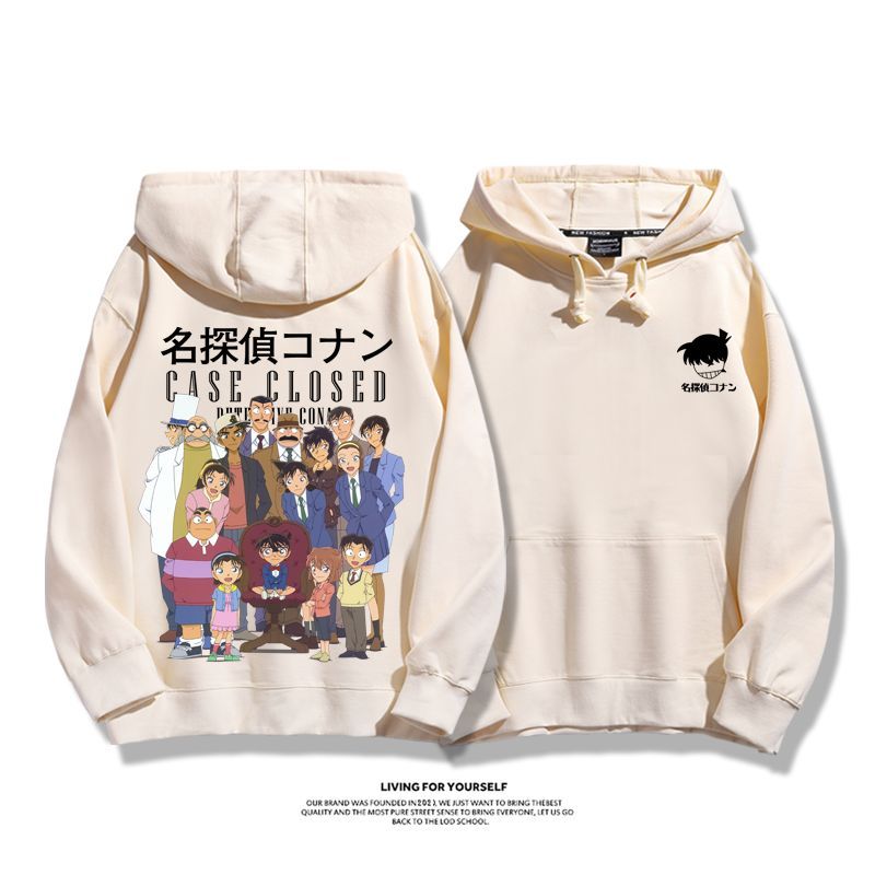 名偵探柯南聯名衛衣2024秋冬新款親子情侶裝薄絨款連帽衛衣