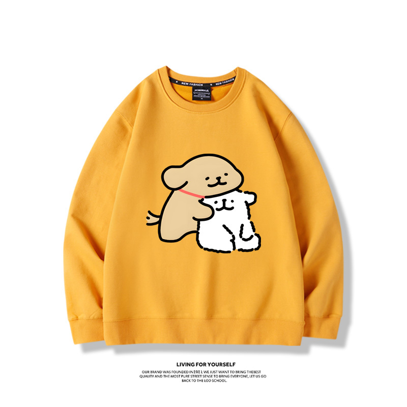 線條小狗2024親子情侶裝 圓領長袖