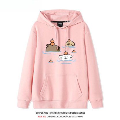 可愛卡通卡皮巴拉 聯名衛衣2025秋冬新款 親子情侶裝連帽衛衣