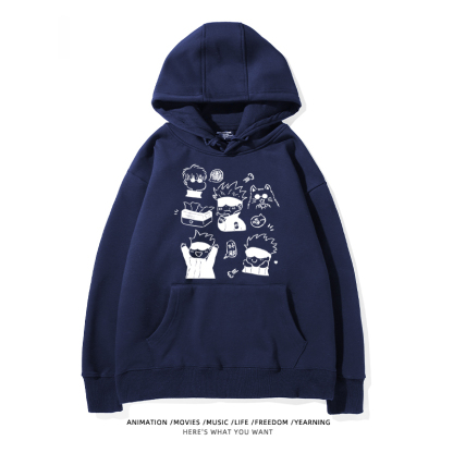 咒術迴戰聯名衛衣2024秋冬新款親子情侶裝薄絨款連帽衛衣