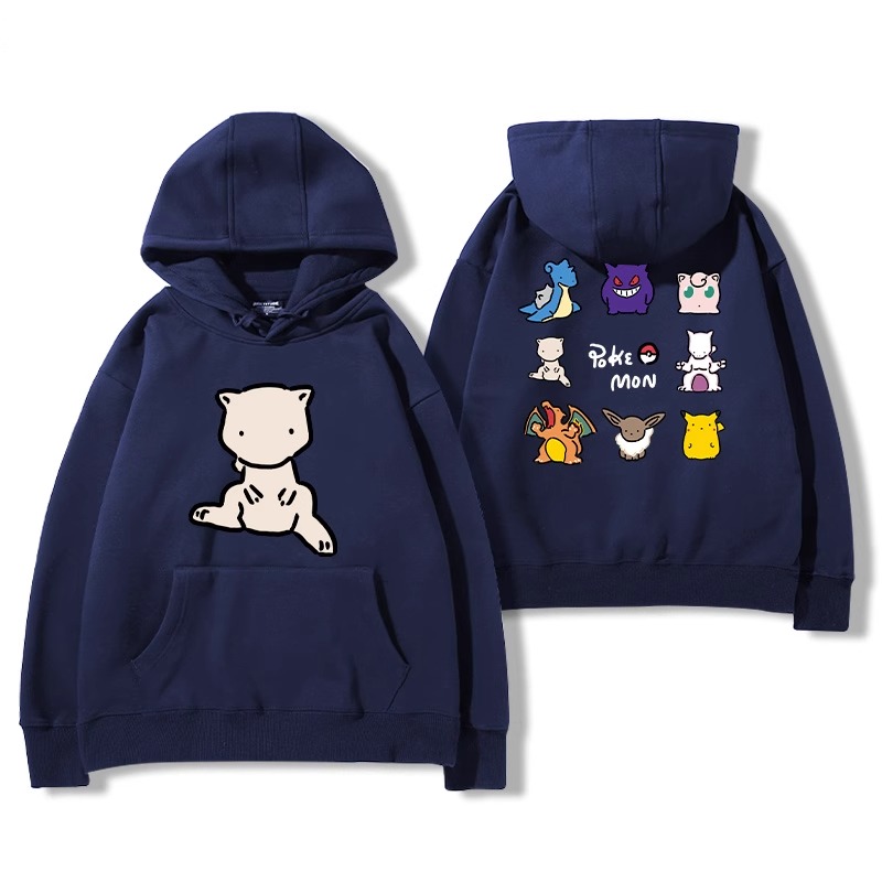 寶可夢聯名衛衣2024秋冬新款親子情侶裝薄絨款連帽衛衣