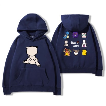 寶可夢聯名衛衣2024秋冬新款親子情侶裝薄絨款連帽衛衣