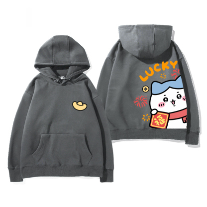 chiikawa 2024秋冬新款親子情侶裝薄絨款連帽衛衣