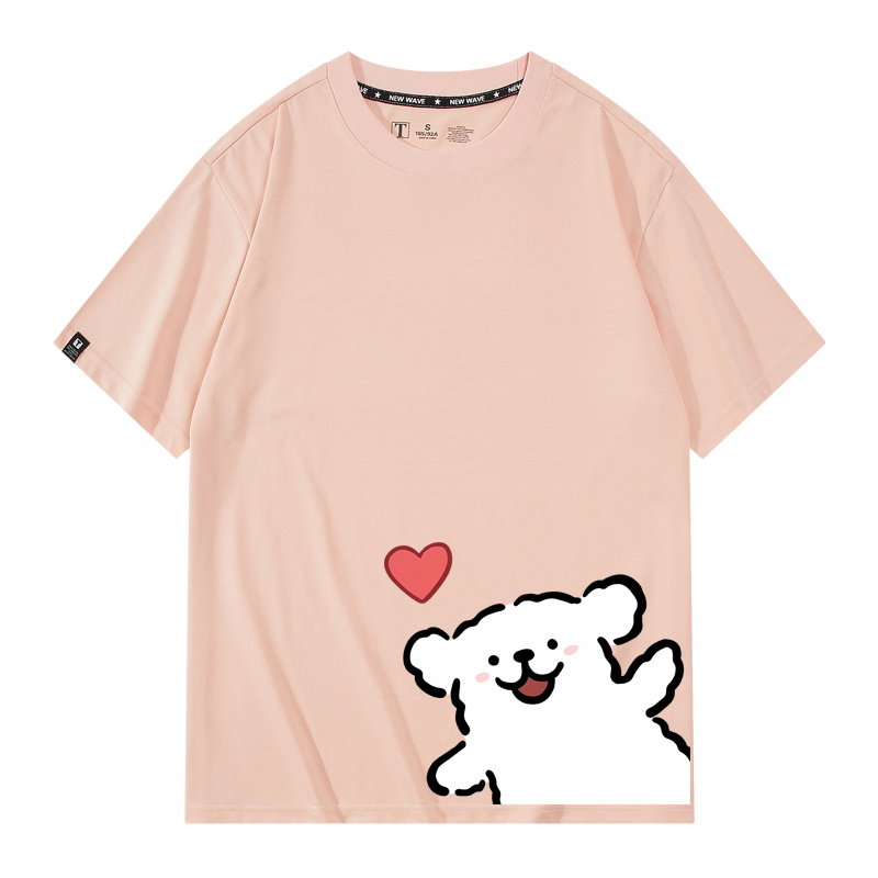 線條小狗 2024親子情侶男女同款 純棉T恤