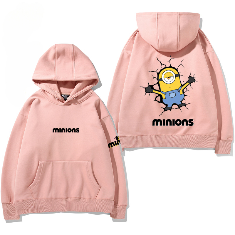 小黃人 聯名衛衣2024秋冬新款親子情侶裝薄絨款連帽衛衣