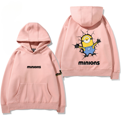 小黃人 聯名衛衣2024秋冬新款親子情侶裝薄絨款連帽衛衣