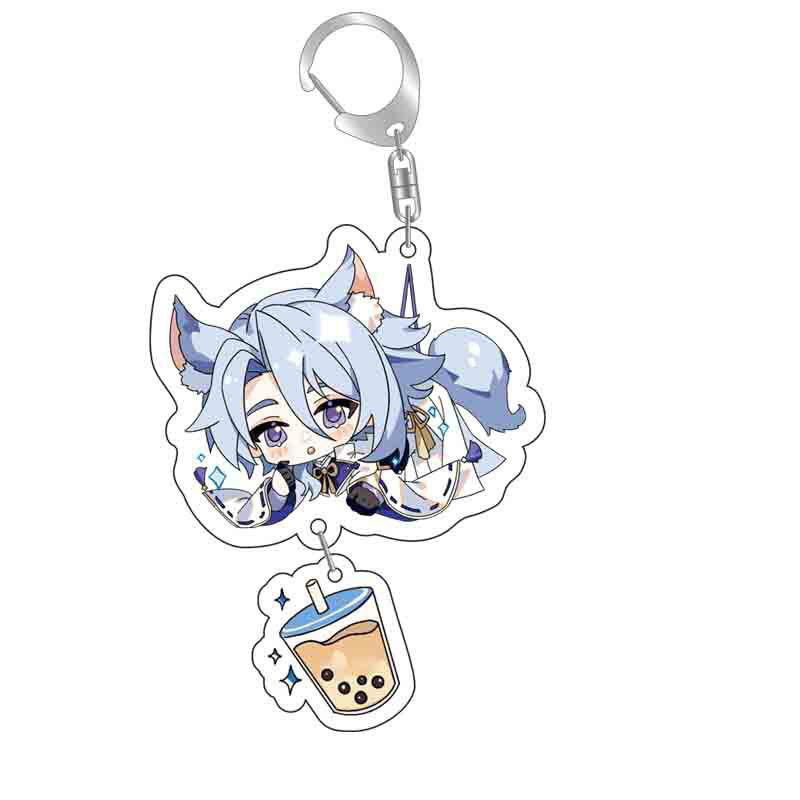 原神八重神子魈可莉刻晴亞克力萬葉熒七七鍾離亞力克鑰匙扣掛飾【單買三件起送】