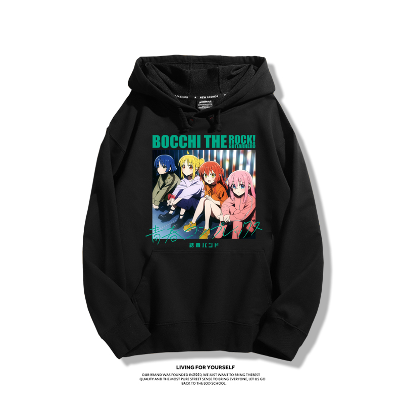 孤獨搖滾聯名衛衣2024秋冬新款親子情侶裝薄絨款連帽衛衣