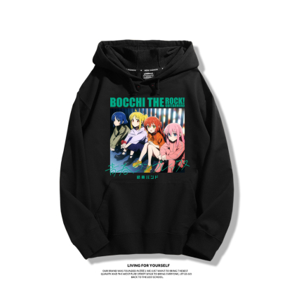 孤獨搖滾聯名衛衣2024秋冬新款親子情侶裝薄絨款連帽衛衣