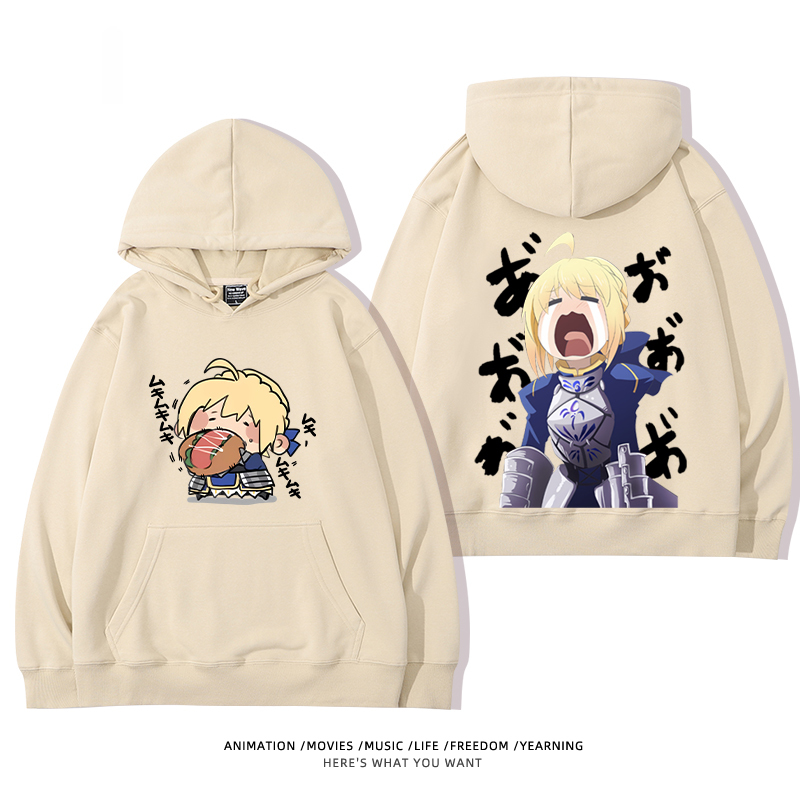 fate 2024秋冬新款親子情侶裝薄絨款連帽衛衣