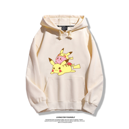星之卡比聯名精靈寶可夢2024秋冬新款親子情侶裝薄絨款連帽衛衣