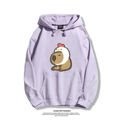 Q版卡皮巴拉聯名衛衣2024秋冬新款親子情侶裝薄絨款連帽衛衣