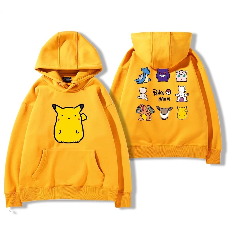 寶可夢聯名衛衣2024秋冬新款親子情侶裝薄絨款連帽衛衣