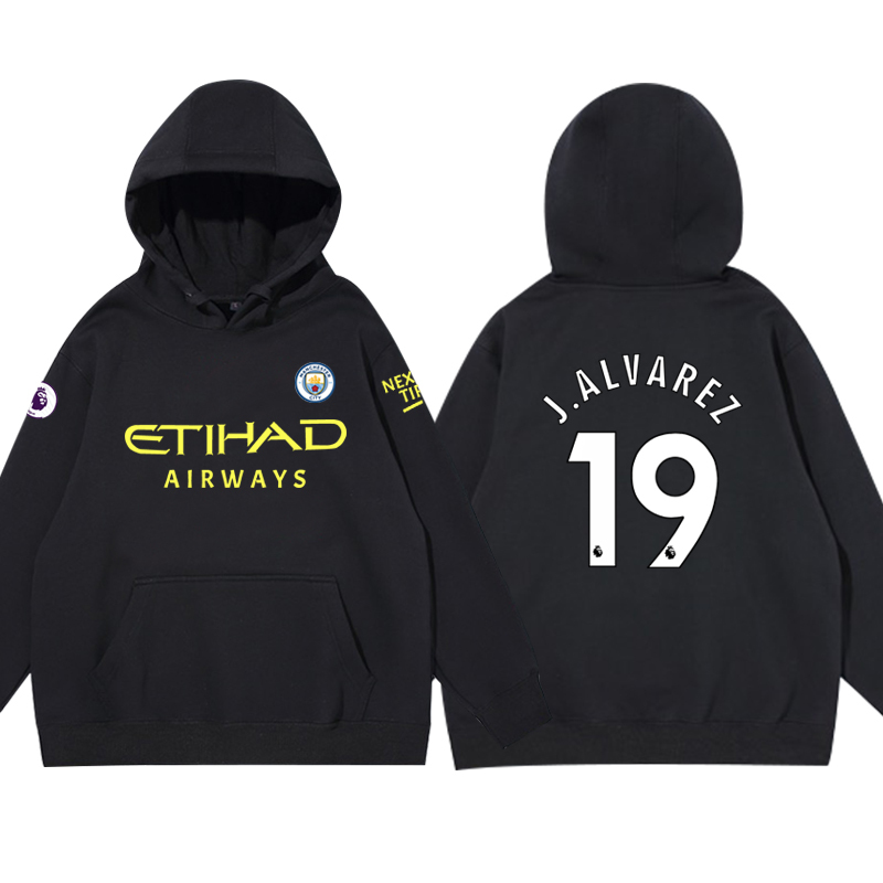 24-25賽季曼城主場球衣17號德布勞內9號哈蘭德 足球球迷 寬鬆百搭 秋冬款 寬鬆連帽衛衣