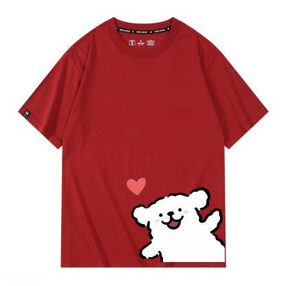 線條小狗 2024親子情侶男女同款 純棉T恤