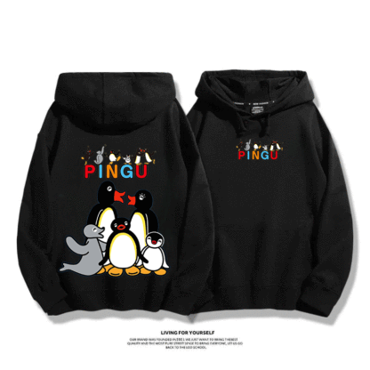 企鵝Pingu 2025秋冬新款 親子情侶男女連帽衛衣