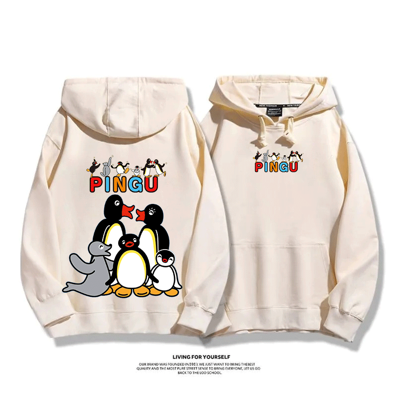 企鵝Pingu 2025秋冬新款 親子情侶男女連帽衛衣