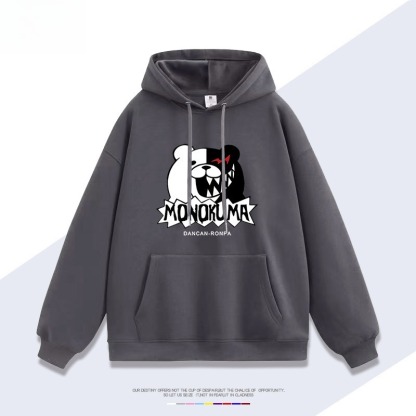 槍彈辯駁黑白熊新款 親子情侶男女連帽衛衣