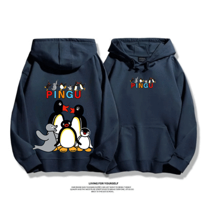 企鵝Pingu 2025秋冬新款 親子情侶男女連帽衛衣