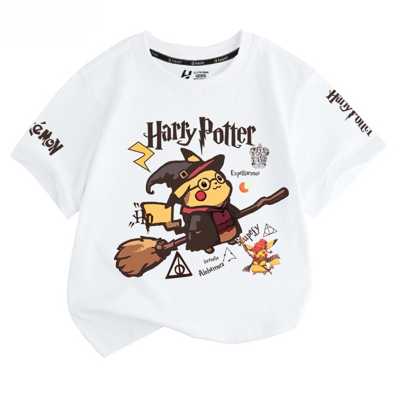 皮卡丘X哈利波特 2026親子情侶男女同款 印花短袖T恤