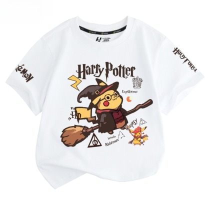 皮卡丘X哈利波特 2026親子情侶男女同款 印花短袖T恤