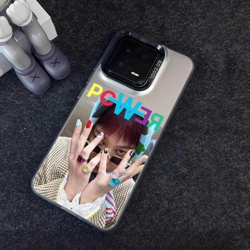 權志龍GD 彩銀線條漸變防摔手機殼