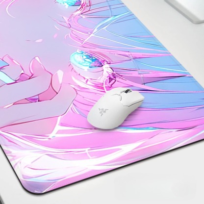 炫彩流光美女電競超大遊戲加厚防滑鼠標墊