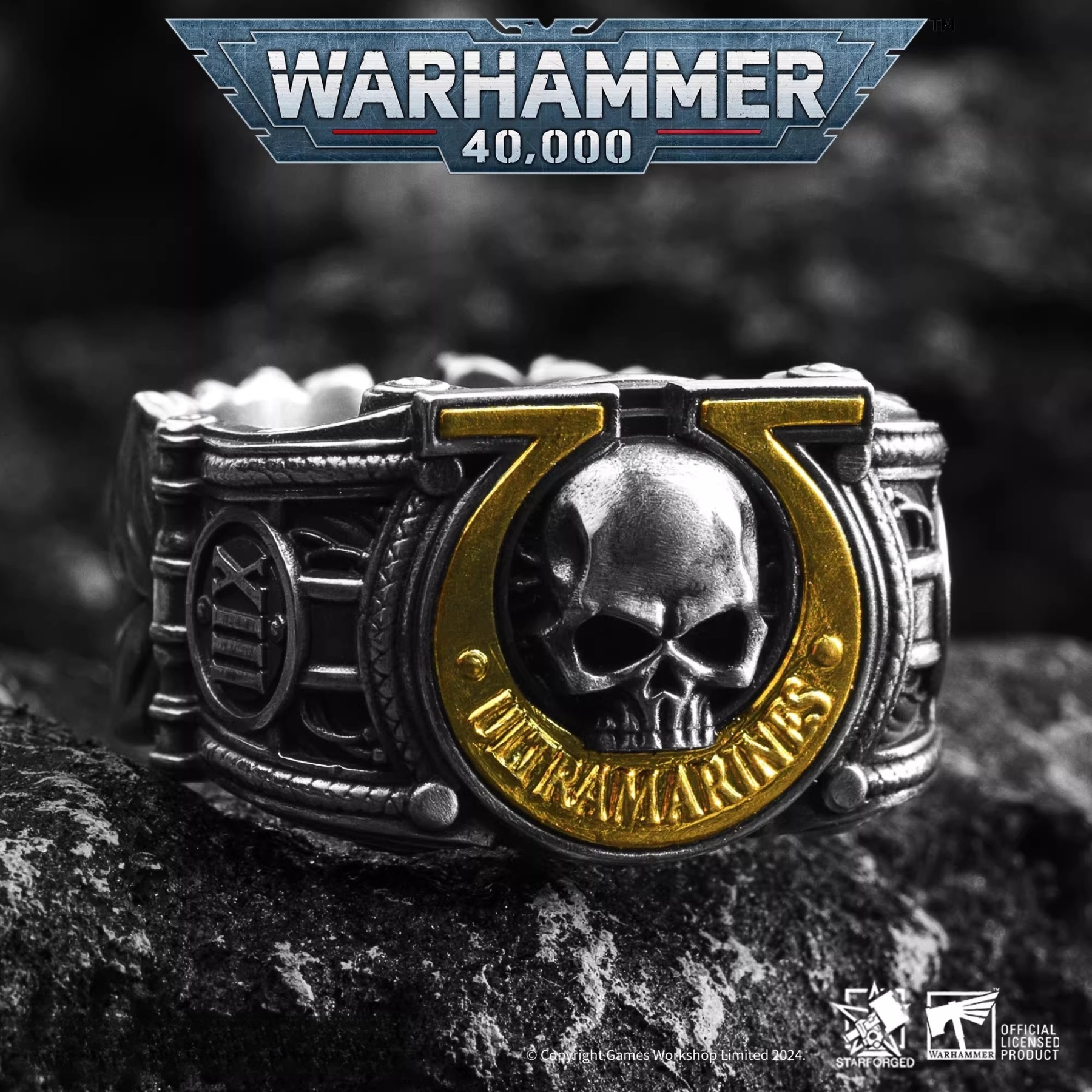 Starforged星辰鑄造戰錘40K周邊U團奧特拉瑪榮譽徽戒指銀星際戰士