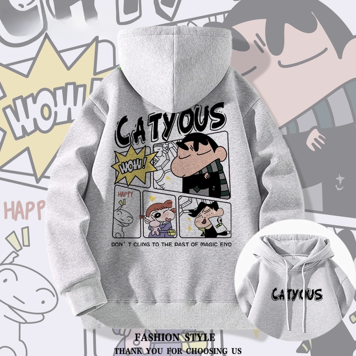 蠟筆小新聯名衛衣2025秋冬新款親子情侶裝連帽衛衣