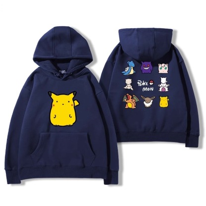 寶可夢聯名衛衣2024秋冬新款親子情侶裝薄絨款連帽衛衣