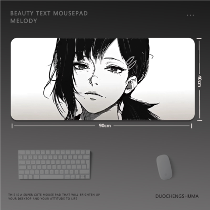 黑白動漫電競超大遊戲加厚防滑鼠標墊