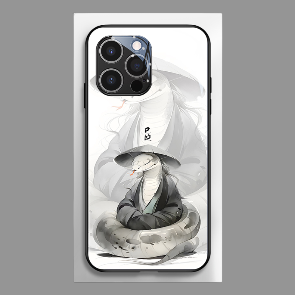 水墨十二生肖新款高清全包防摔玻璃殼