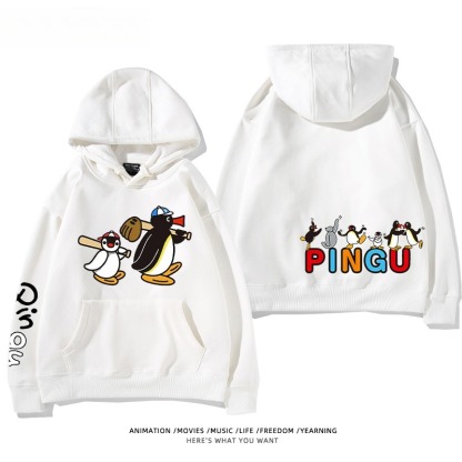 企鵝Pingu 秋冬新款 親子情侶男女連帽衛衣