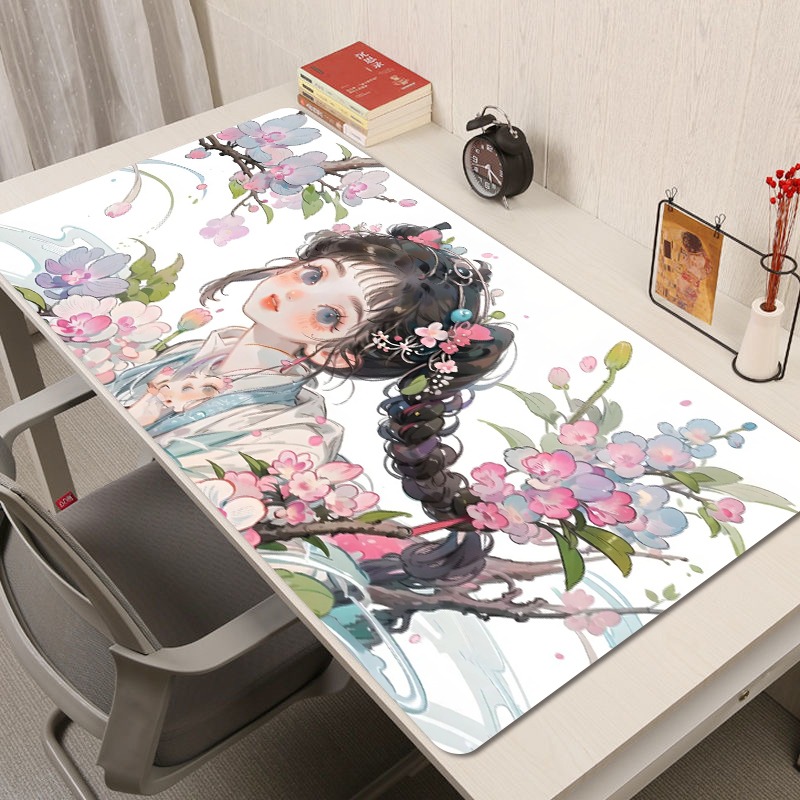 可愛卡通女孩電競超大遊戲加厚防滑鼠標墊