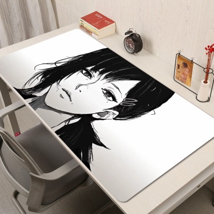 黑白動漫電競超大遊戲加厚防滑鼠標墊