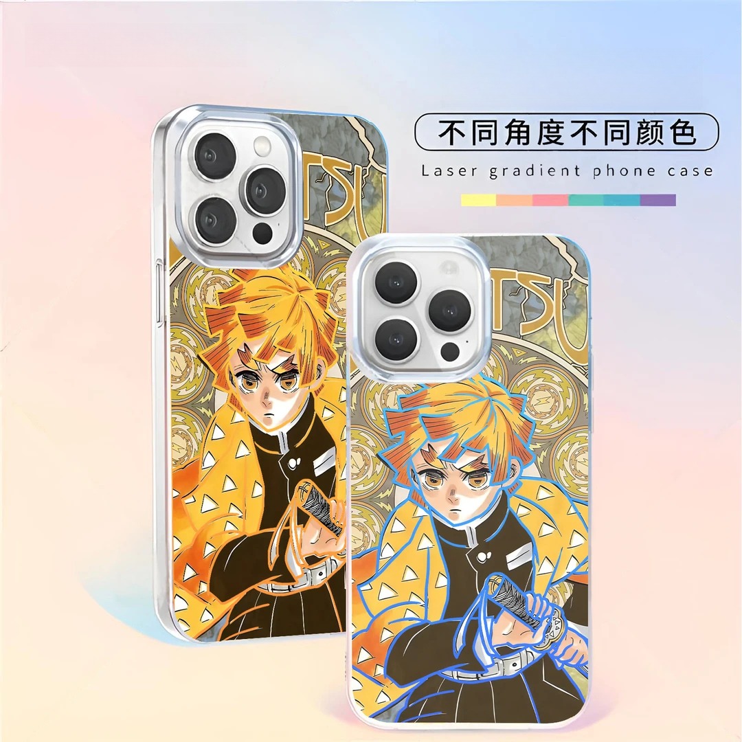 鬼滅之刃 極光\彩銀 線條漸變防摔手機殼