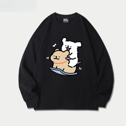 線條小狗 聯名親子情侶裝 圓領長袖