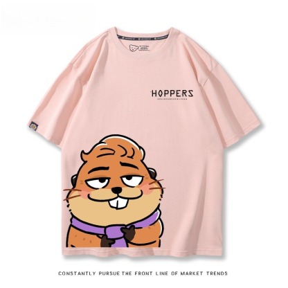 河狸世界 2026親子情侶男女同款 印花短袖T恤