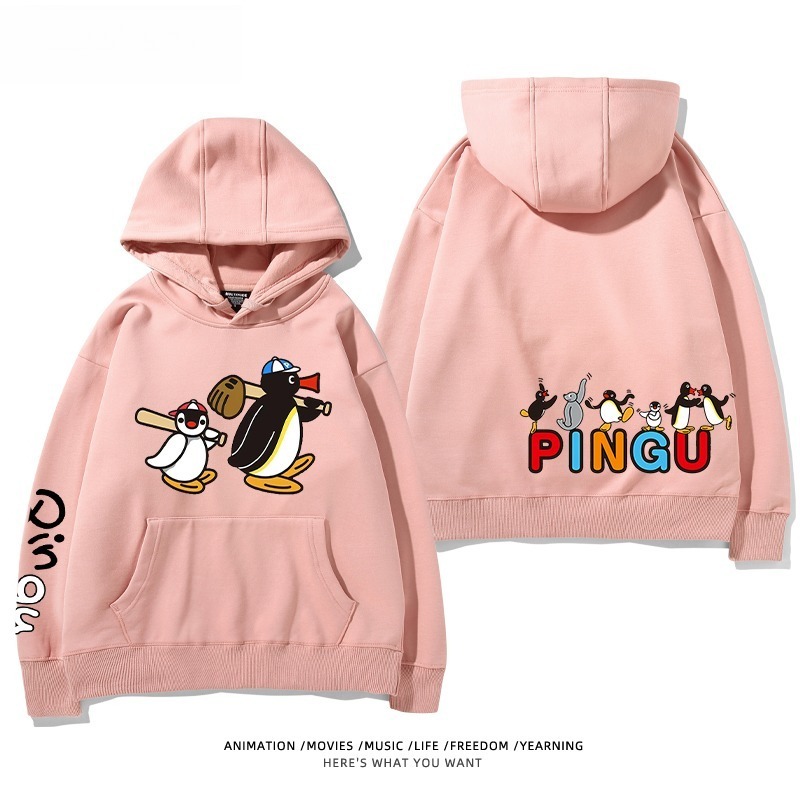 企鵝Pingu 秋冬新款 親子情侶男女連帽衛衣