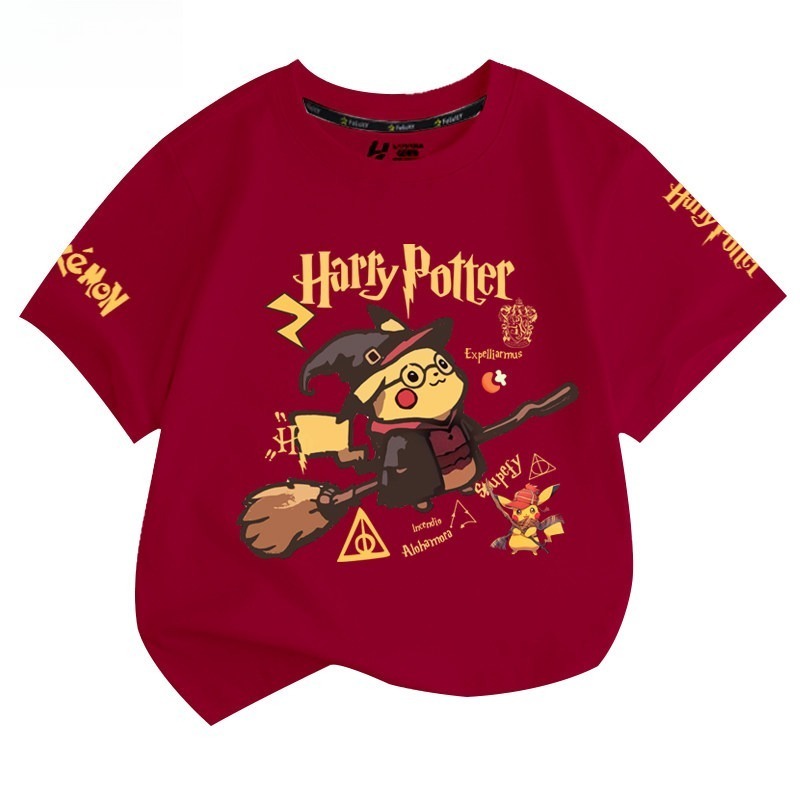 皮卡丘X哈利波特 2026親子情侶男女同款 印花短袖T恤