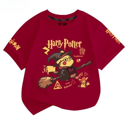 皮卡丘X哈利波特 2026親子情侶男女同款 印花短袖T恤