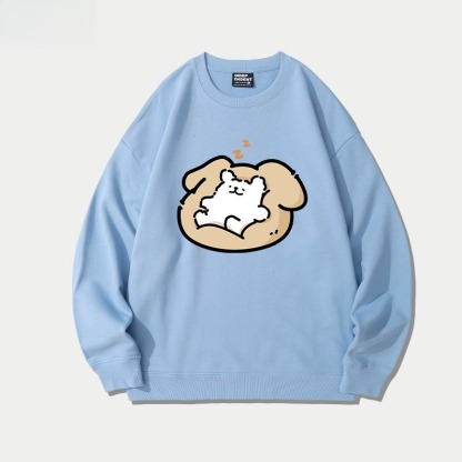 線條小狗 聯名親子情侶裝 圓領長袖