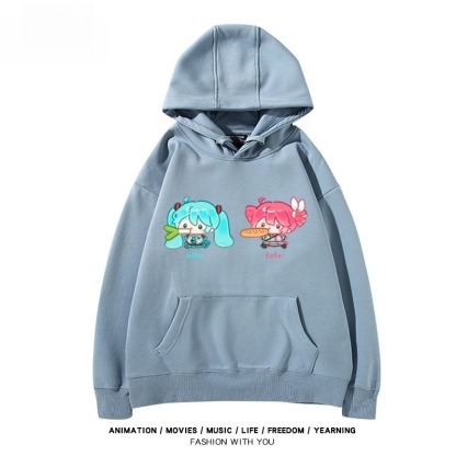 初音未來X重音Teto新款 親子情侶男女連帽衛衣