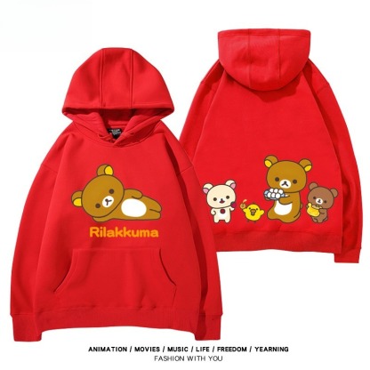 日系拉拉熊 聯名衛衣新款 親子情侶裝連帽衛衣